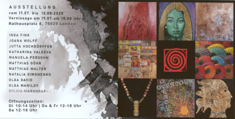 Einladung zur Ausstellung Galerie Aparte Kunst, Landau, Juli & August